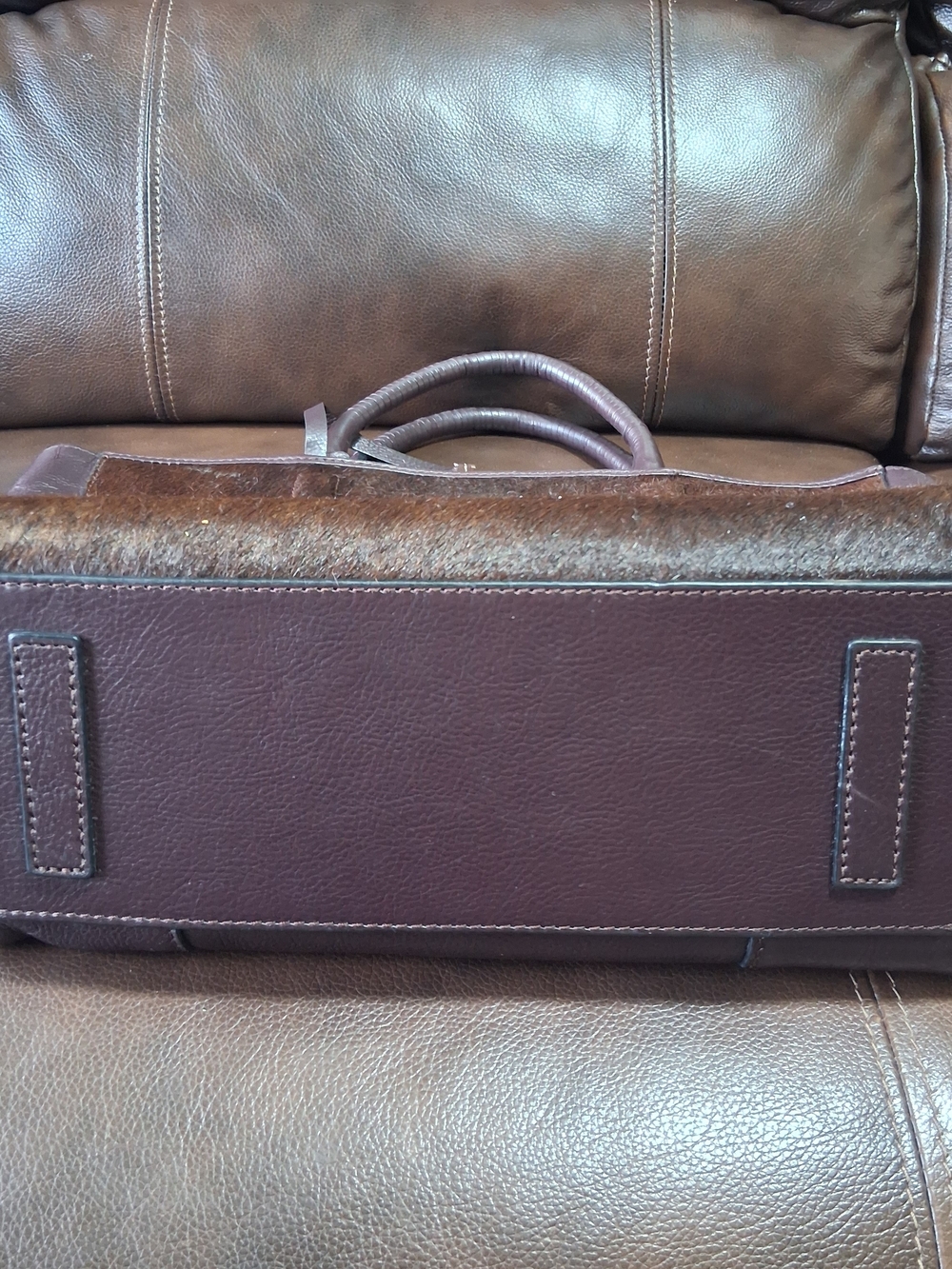RADLEY London Calf Hair Brown/Burgundy/Wine Red Tote Bag Purse RoseGold Hardware - Picture 13 of 16